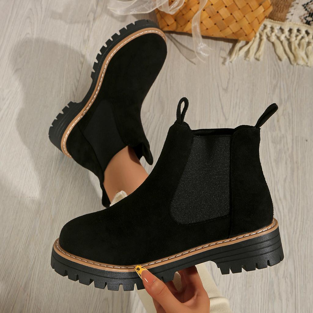 Winter -selling Comfortable Sports High-heeled Women's Boots Fashionable New Round Toe Casual Elegant Thick-soled Short Boots