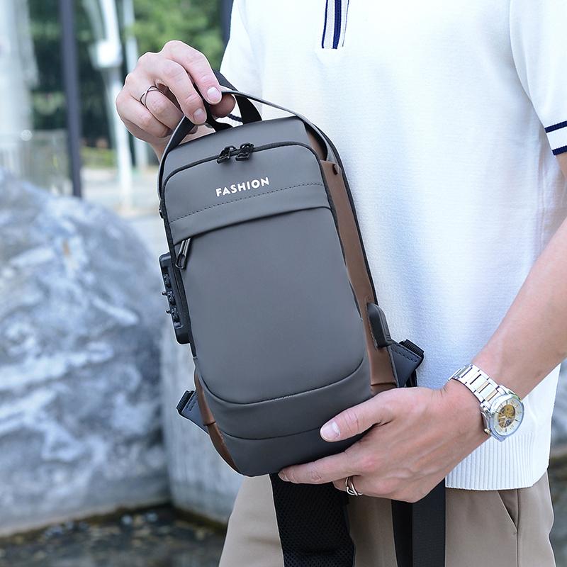 Multifunktionale Diebstahlschutz USB Schulter Crossbody Tasche Reise Sling Rucksack Messenger Tasche Brusttasche Männlich Luxusmarke Herren
