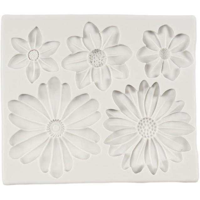 Flower Blossoms Silicone Mold Daisy Chrysanthemum Flower Fondant Mold for Cake Decoration Chocolate Cupcake Topper Candy Sugar Craft Polymer Clay Gum