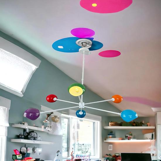 Lustre globe oculaire coloré à 6 bras, lampe suspendue moderne du milieu du siècle pour chambre à coucher, tous les espaces pour salle à manger, luminaire de plafond