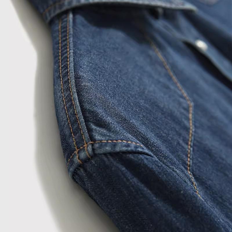 Women's French Retro Blue Denim Shirt - 2025 Spring Layering Versatile Top