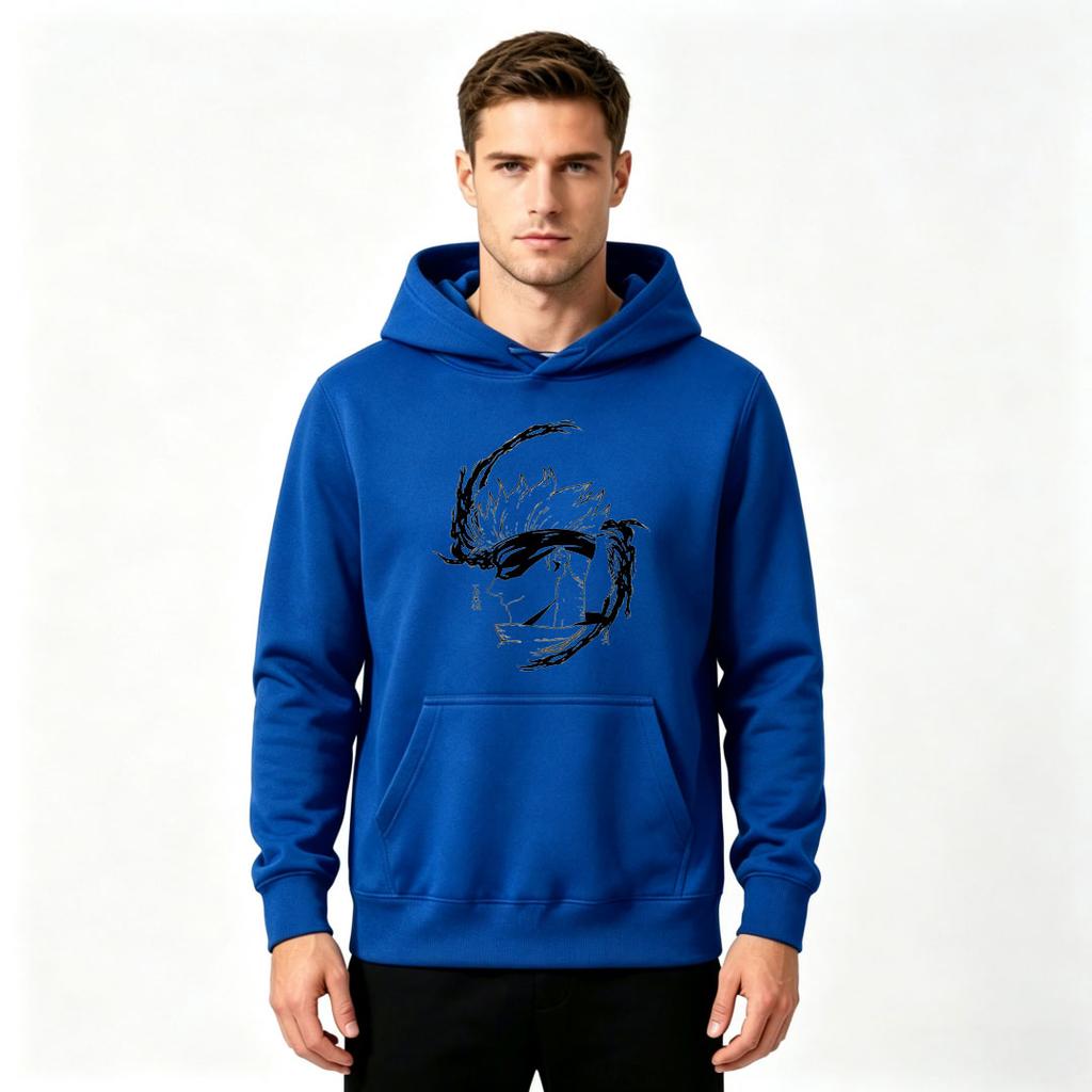 Men's Anime Printed Pullover Hoodie Casual Long Sleeve Streetwear Hooded Sweatshirt