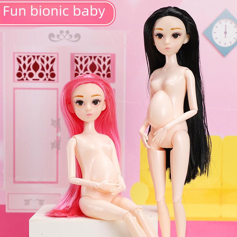 30CM Pregnant Doll with Real Eyes & Long Eyelashes – Multi-Jointed Nude Doll Body