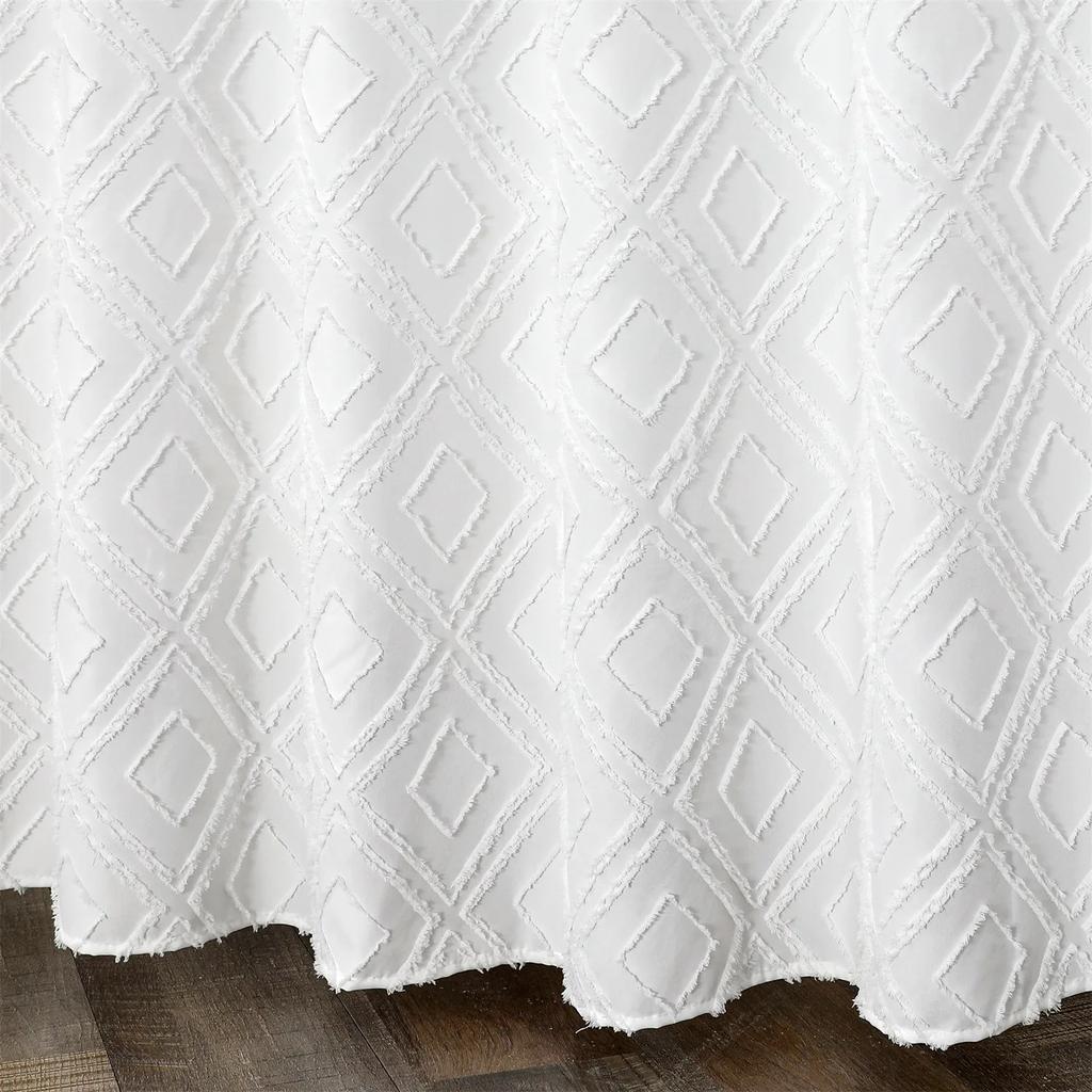 Tenda da Doccia Bianca Impermeabile in Tessuto Intrecciato Tende da Doccia Moderne in Stile Farmhouse per Bagno Set di Tende
