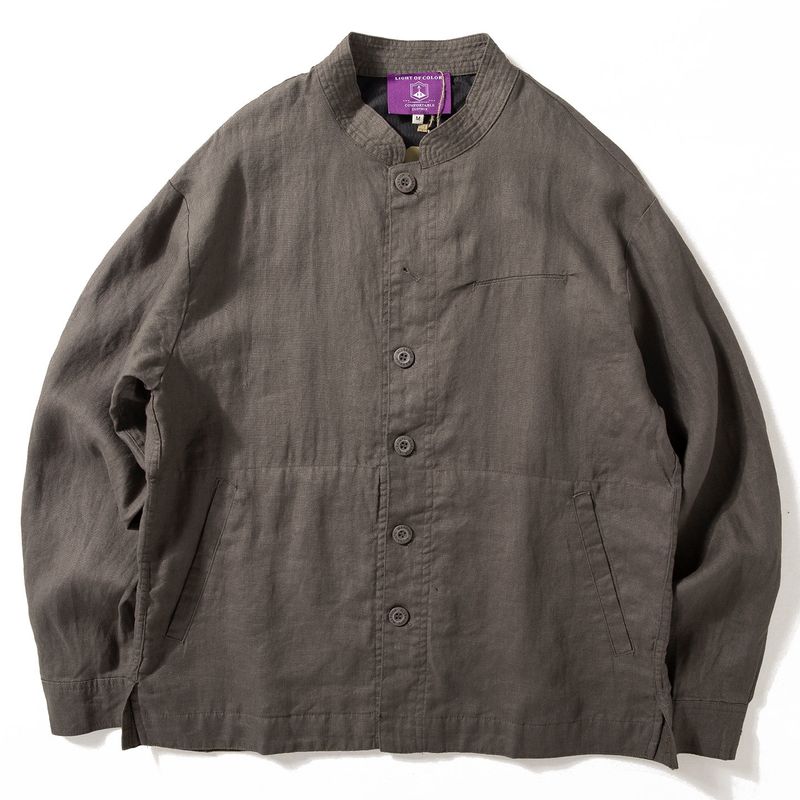Japan fashion Retro 100% Linen Men's Early Autumn New Jacket Linen Artistic Small Stand Collar Cardigan Thin Outerwear Fashion