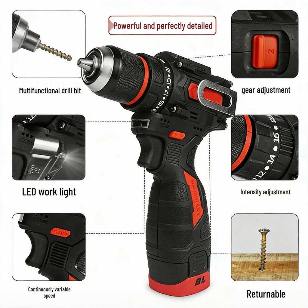 Hot Selling Lithium Battery Brushless Electric Hand Drill & Screwdriver Set