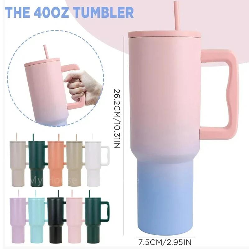40oz Vacuum Thermos Cup Tumbler with Handle Lid Straw Stainless Steel Vacuum Mug Leak Proof Keep Cold Hot Travel Car Coffee Mug