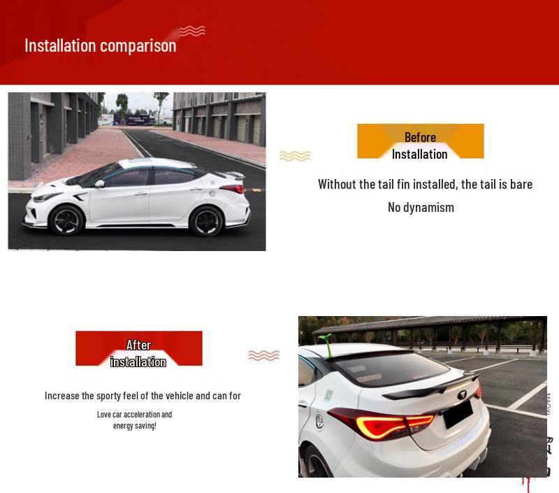 Hyundai Elantra 2012-2018 Rear Wing Sports Spoiler (No-Drill Installation)