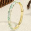 Retro Floral Enamel Open Bangle, Light Luxury Vintage Garden Cloisonne Bracelet