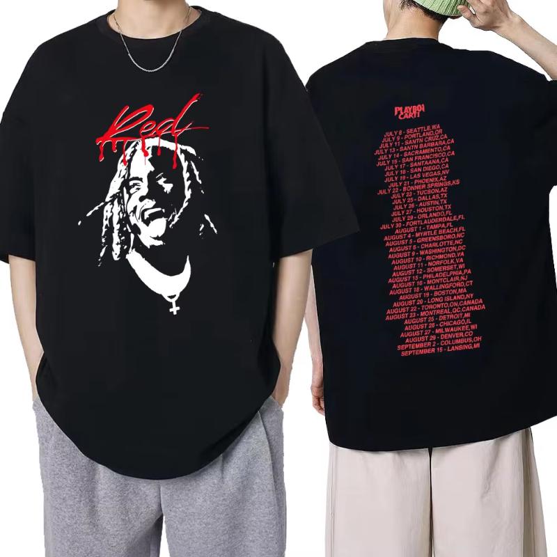 Playboi Carti Álbum de Música Whole Lotta Red Camiseta Estampada Ropa Unisex Camiseta Vintage de Rapero Hip Hop Tops Casuales de Verano Góticos