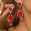 New Style Women's Retro Gemstone Stud Earrings - Red, Blue, Green Multi-Color Options, Light Luxury Court Style.