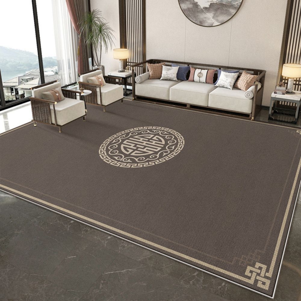 Luxury-lite New Chinese-style Plush Carpet for Tea Table, Waterproof, Stain-resistant and Easy to Clean, Bedroom Floor Mat