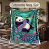 Panda Bamboo Forest Adventure Theme Throw Blanket Custom Name Text Personalized Blanket Soft Cozy Blanket for Home Sofa Bed