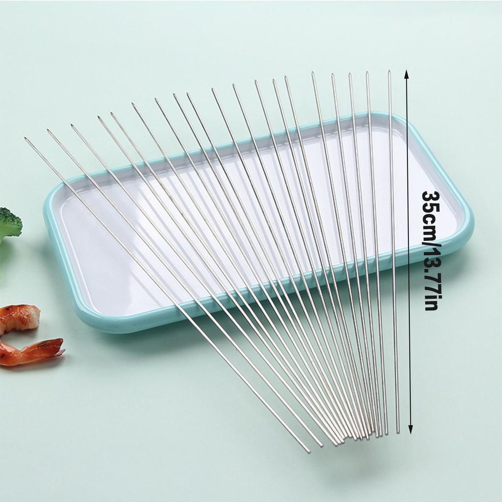 10pcs Reusable Stainless Steel BBQ Skewers Portable Grill Kabob Skewers Suitable for Family Party Shish Kabob