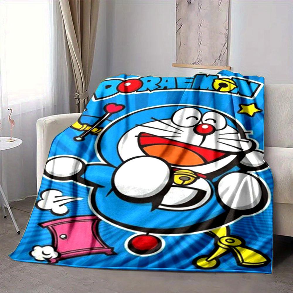 1PC Doraemon, Cartoon Blanket Lightweight Flannel Throw Blanket for Sofa, Bed, Travel, Camping, Livingroom, Office, Couch