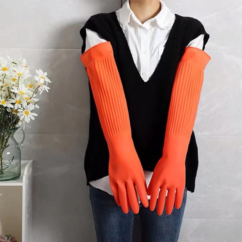 Extra Long Rubber Cleaning Gloves With Waterproof Non Slip Surface And Tear Resistant Material Perfect For Kitchen Dishwashing
