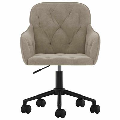 Office Chair Swivel Light Grey Velvet