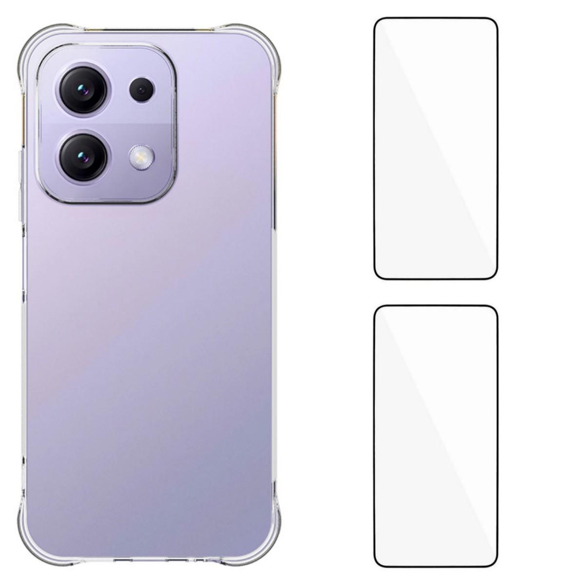 

Для Xiaomi Redmi 15C 4G (171 мм) TPU чехол WANLONFENG WL2 Series 2.0мм чехол для телефона с 2 шт. защитных пленок из закаленного стекла Transparent