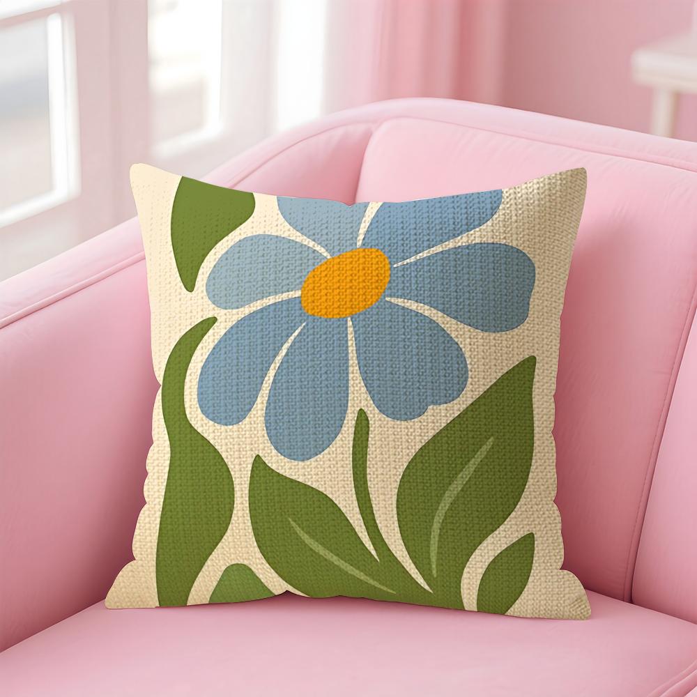 Bohemian Style Floral Cushion Cover Natural Linen Pillow Case DoubleSided Print Decorative Sofa Pillowcase Home Decor Gift