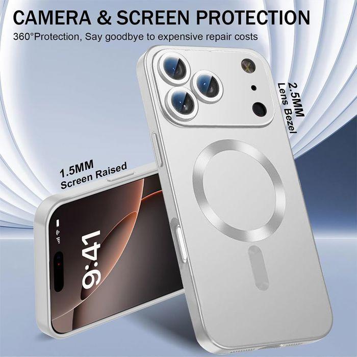 Coque pour iPhone 18 Pro, Protection Silicone Slim Anti-Rayures avec Cercle Magnétique - Argenté