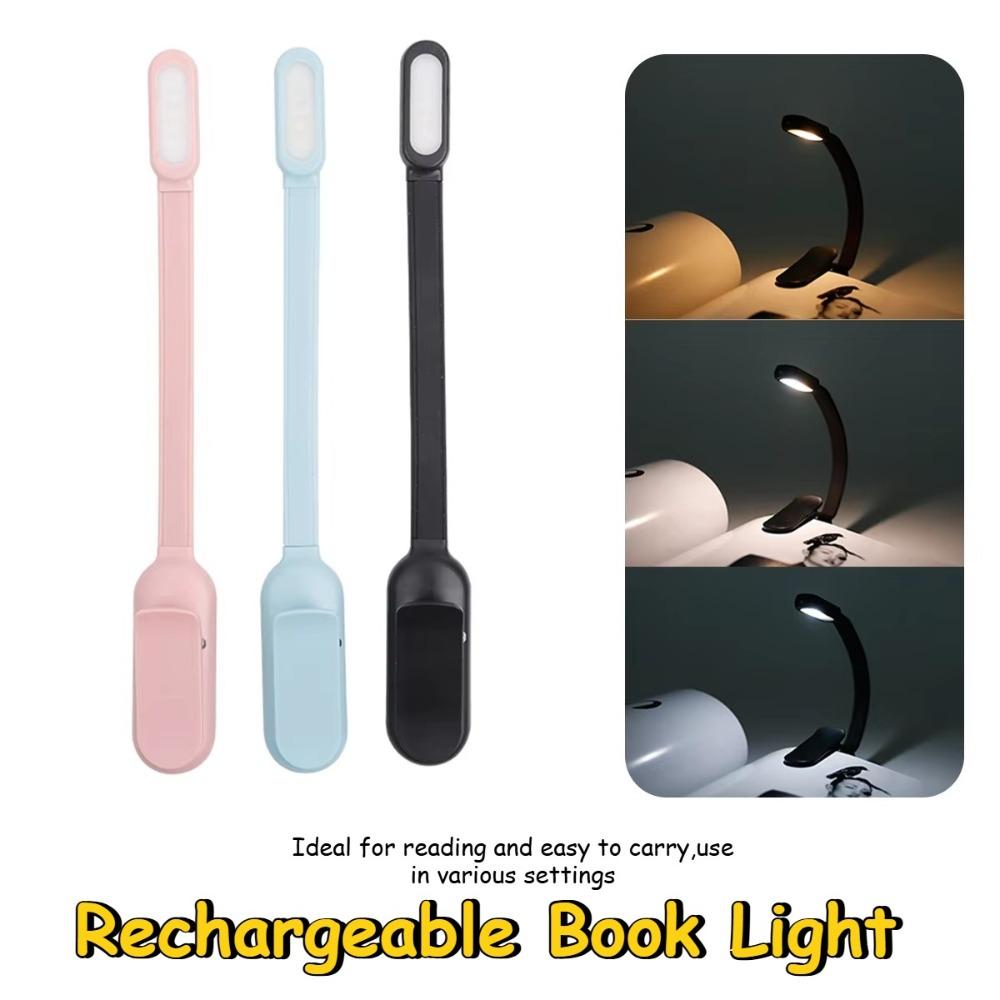 Mini USB Rechargeable Clip On Book Light 3 Level Adjustable Brightness LED Night Lamp For Bedroom Travel Study