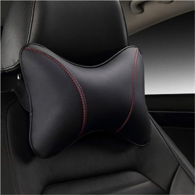 2 X Breathable Wear-Resistant Black PU Leather Car SUV Headrest Neck Rest Pillow
