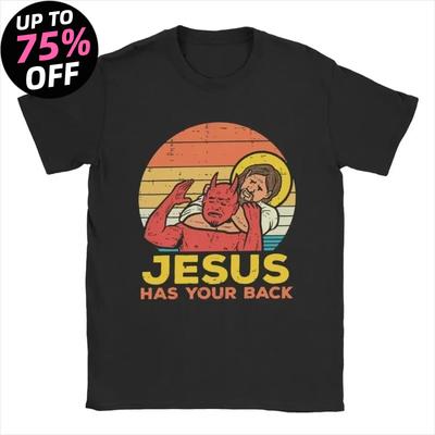 Short Sleeve Tee Shirt Tops T Shirt Graphic Jesus Has Your Back Jiu Jitsu Retro Christian T Shirts Women and UnisexVintage