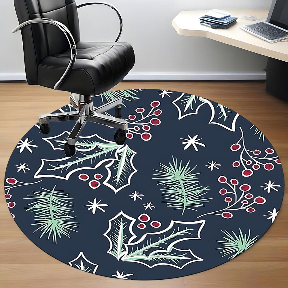 1pc Winter festive pattern Office Round Rug, Non-slip, Soft and Durable Office Rug for Interior Decoration, Perfect for Office, Beautiful Decoration y