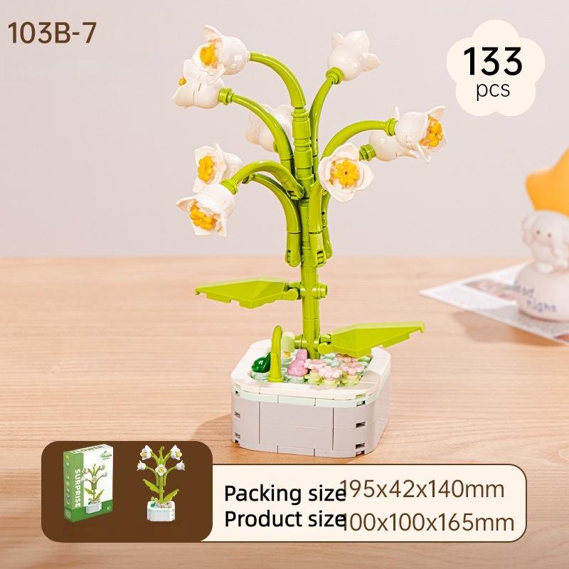 Cartoon Flower Building Blocks, Children's Educational Toys, Birthday Gifts for Boys and Girls, Camellia and Sunflower Model