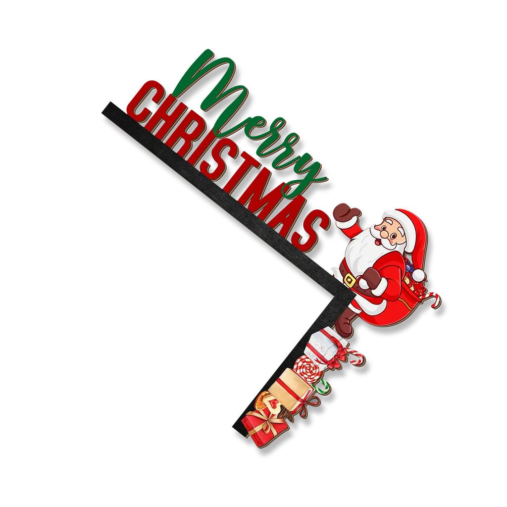 Christmas Gift Decorative Wooden Santa Door Frame Ornament Holiday Homes Decoration With Santa and Presents