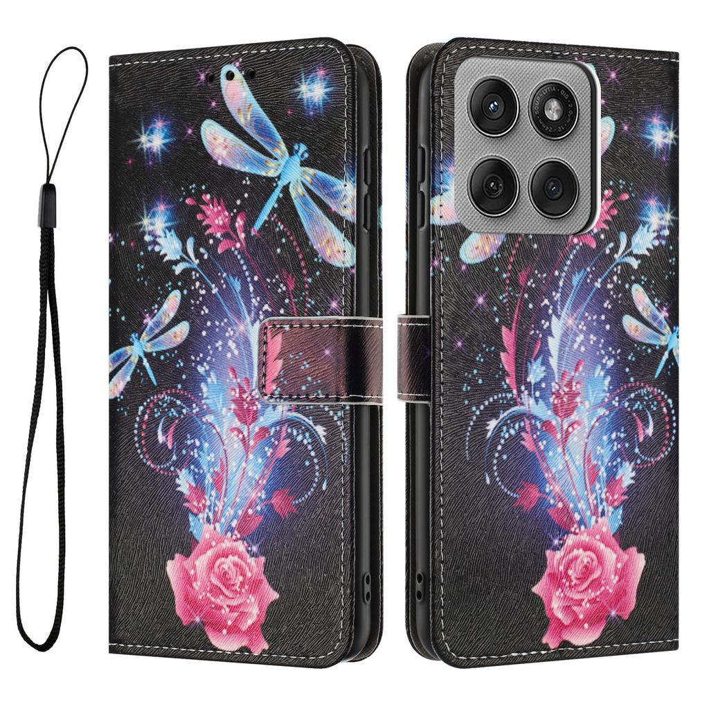For Motorola Edge 60 Pro 5G Wallet Case Pattern Printing PU Leather Phone Cover with Lanyard