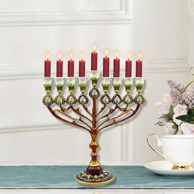 Elegant Religious Candle Stand Metal Menorah Nine Branch Candelabrum Luxury Wedding Table Centerpiece for Festive Home Decor
