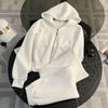 Korean Style White Hoodie & Wide-Leg Pants Set - Casual, Loose, Slimming Two-Piece for Women, Spring & Autumn Fashion
