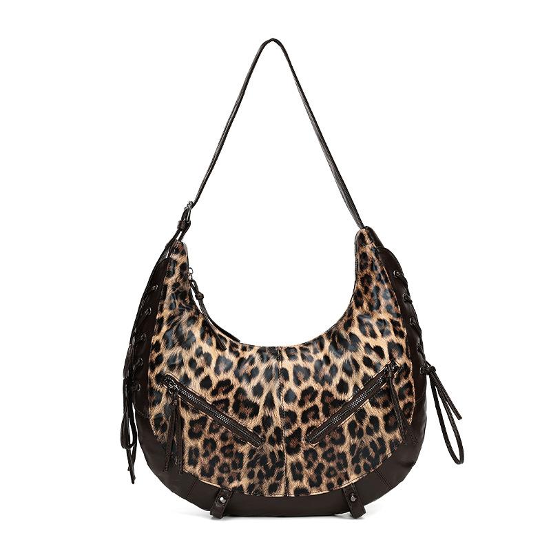 Модная женская сумка-пельмень из ПУ, нишевая сумка через плечо, сумка-полумесяц под мышку, сумка-кроссбоди с леопардовым принтом
