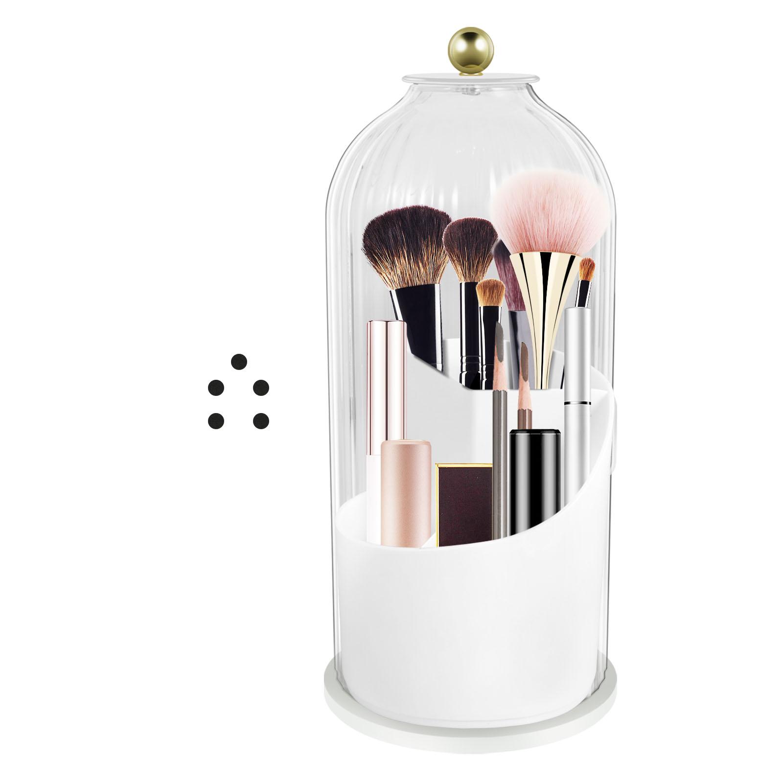 

New Makeup Brush Organizer with Cover 360 Rotating Make Up Brush Holder Storage Box Lipstick Cosmetics Dustproof Storage Barrel