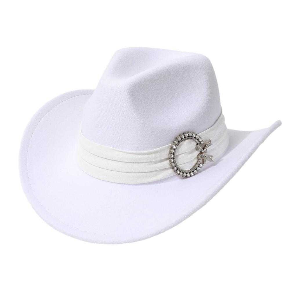 European, American and Western Cowboy Hat Tibetan Cowboy Hat Ribbon Rhinestone Jazz Hat Felt Hat