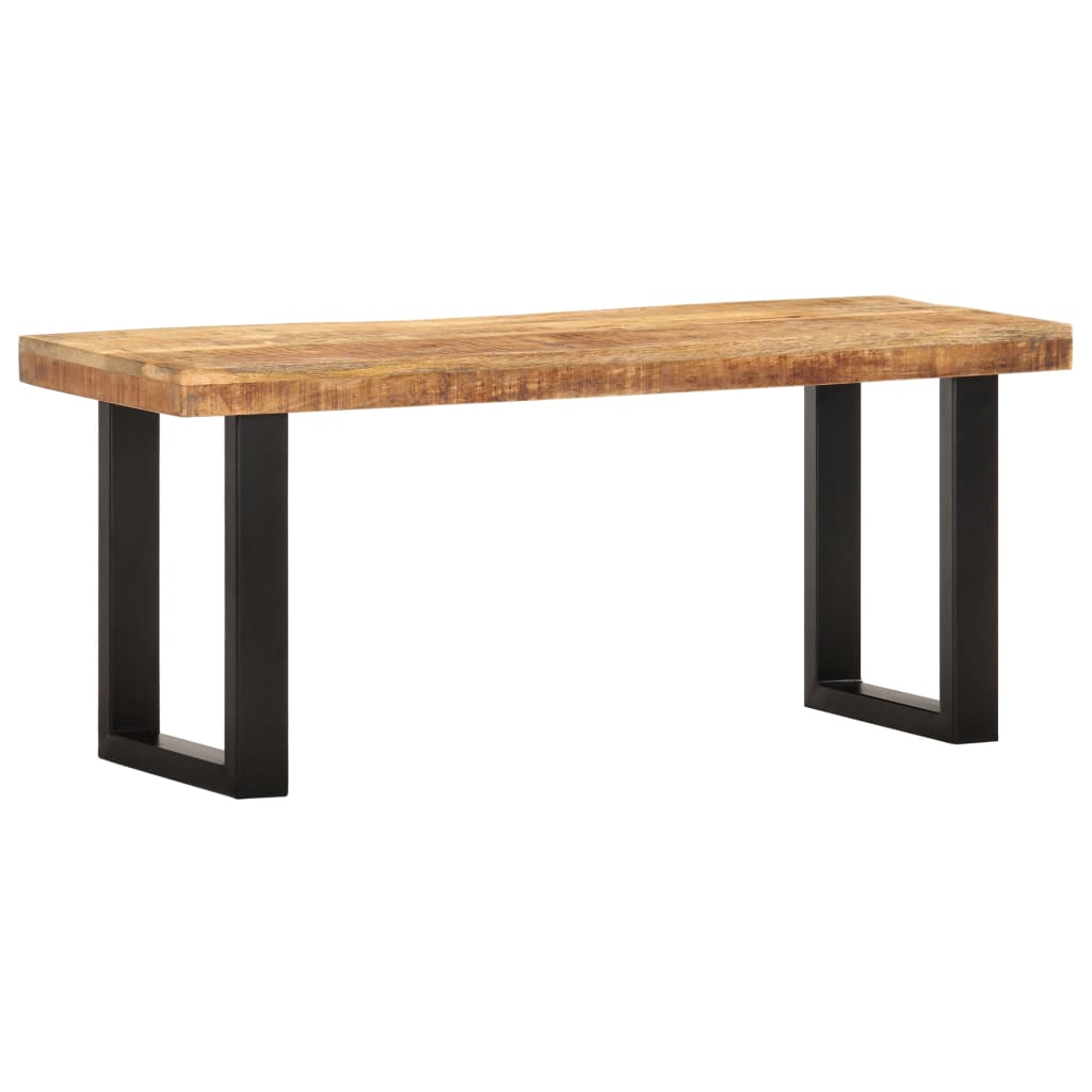 Bench 110 cm Rough Mango Solid Wood and Steel