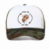 Funny Wake Up Act Silly Cat Print Graphic Baseball Cap Hip Hop Summer Mesh Breathable Trucker Hat Casual Fashion