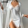 Women's Casual Pajamas Two Sets of Sling Outer Robe Sexy Fashion Simulation Silk Pajamas Ice Silk Homewear