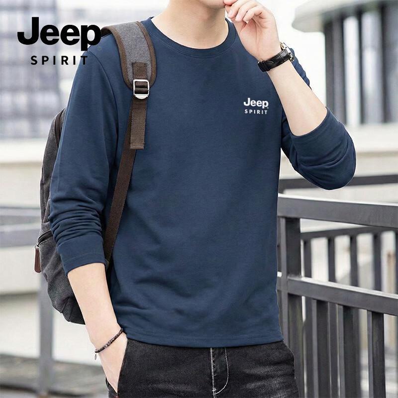 JEEP SPIRIT Men's 220G Pure Cotton Long-Sleeve T-Shirt