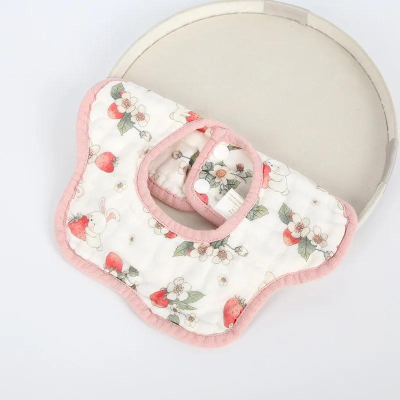 Cotton Baby Bib Flower Shape Soft Breathable Burp Cloth for Newborn Infant Feeding Drooling Saliva Towel Skin-friendly Maternal