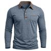 Men's Long Sleeve Golf Polo Shirt Casual Breathable Quick Dry Lightweight Performance Top with Button Placket and Chest Pocket