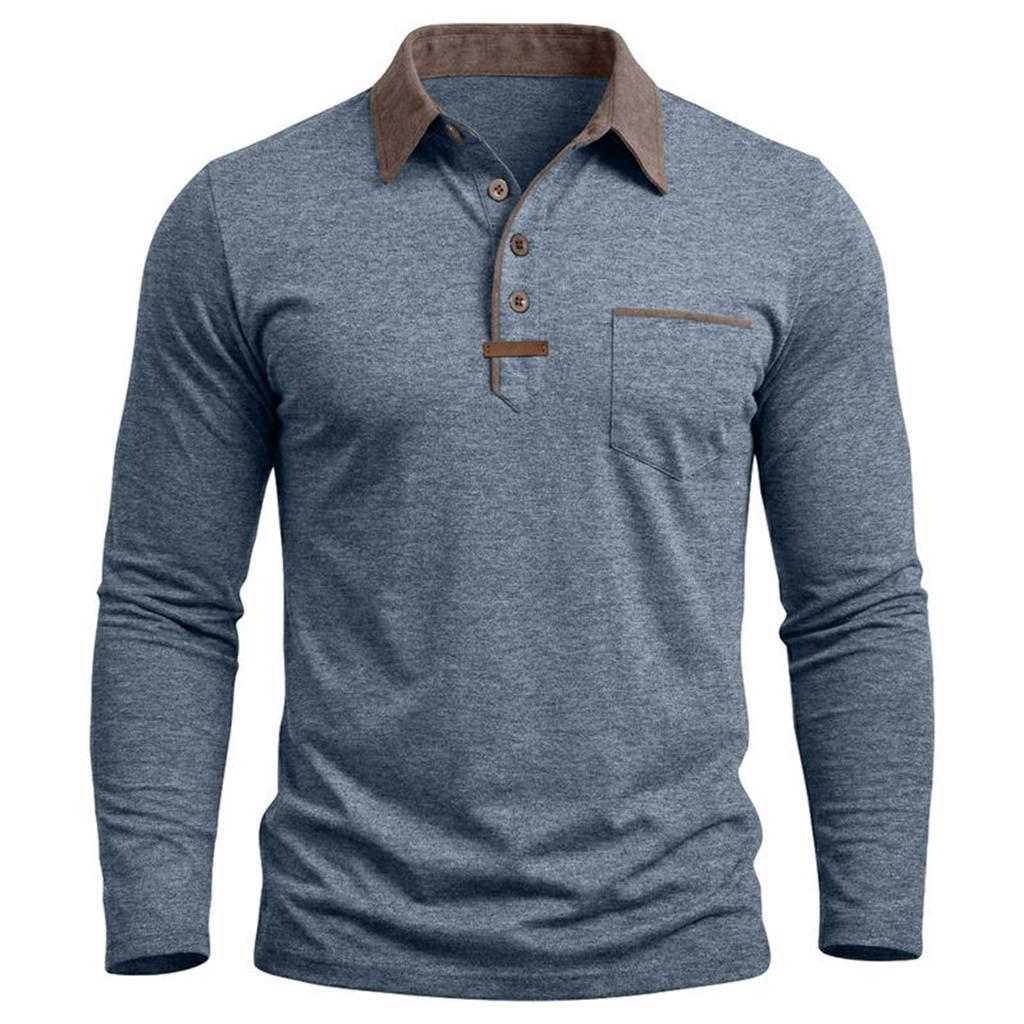 Men's Long Sleeve Golf Polo Shirt Casual Breathable Quick Dry Lightweight Performance Top with Button Placket and Chest Pocket