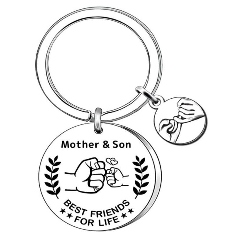 Fathers Day Mothers Day Hand in Hand Keychain Creative Gift Stainless Steel Holiday Gift Stainless Steel Keychain for Backpack Bag Pendant