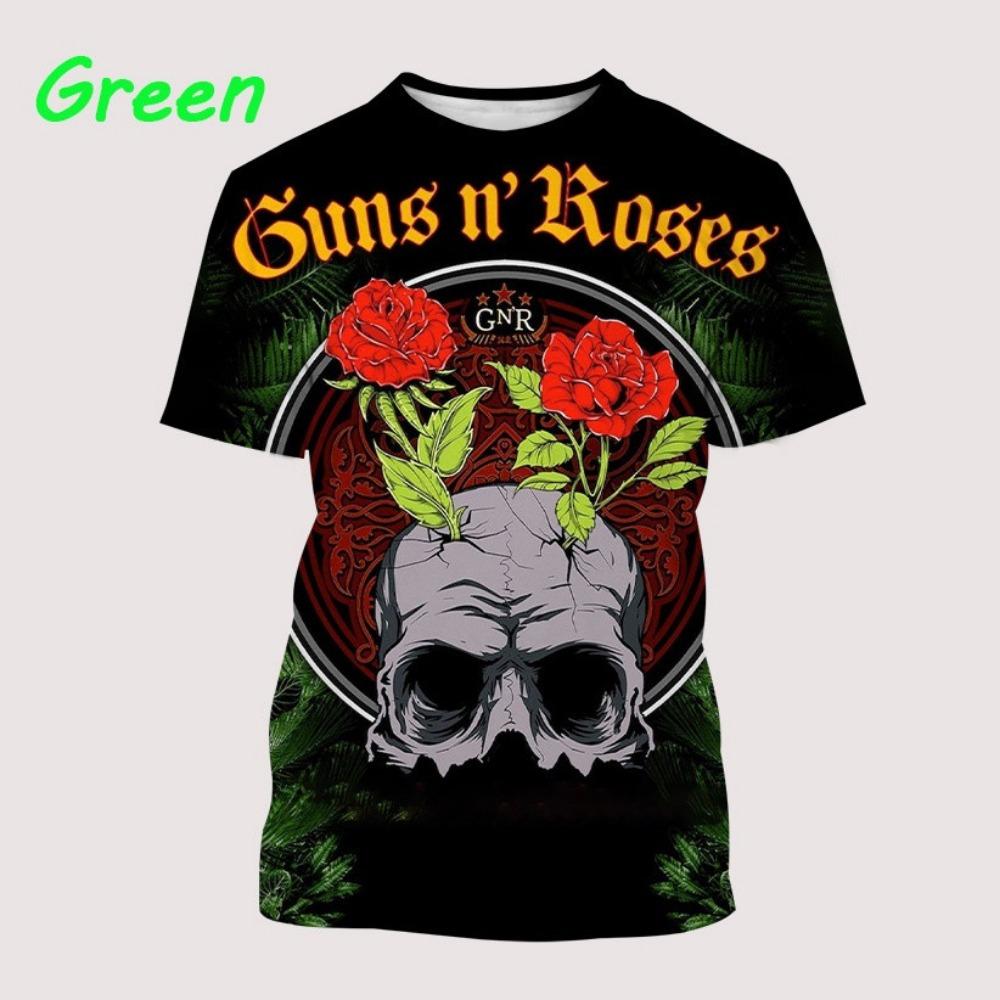 Summer Trendy Casual Guns N'Roses 3D Printed Men's Round Neck Short Sleeved Top T-shirt