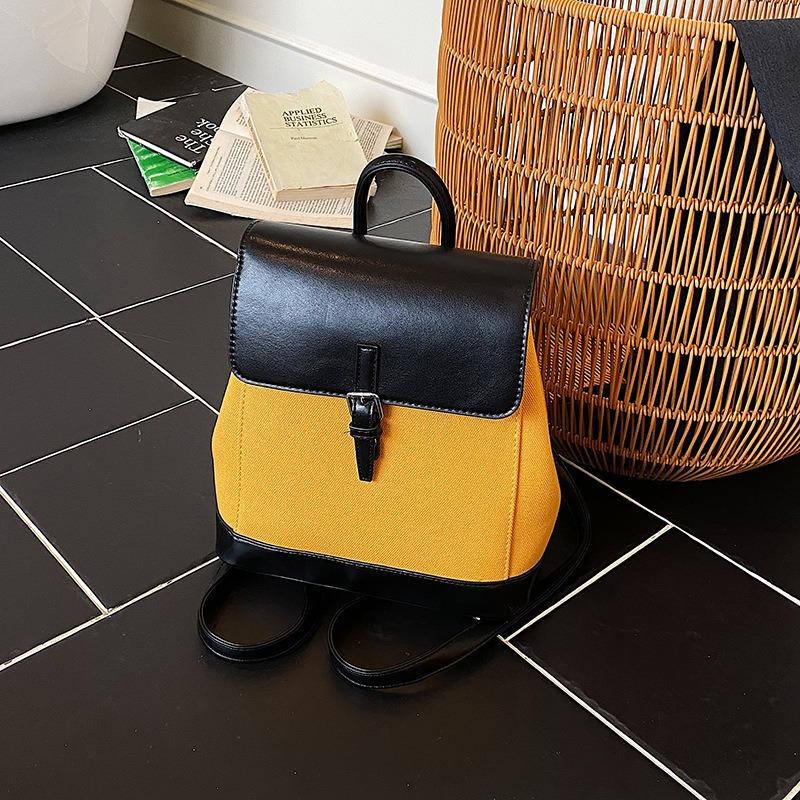 New Backpack Retro Fashion Large Capacity Contrast Color Matching Travel School Backpack