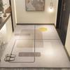 High-Grade Foldable Entrance Mat: Linen Texture Maillard Color, Dirt-Wiping, Cuttable for Living Room & Hallway