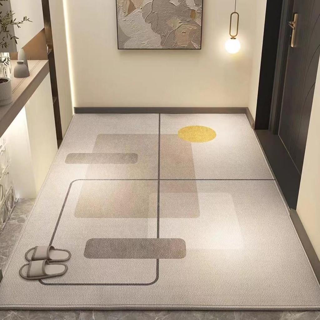 High-Grade Foldable Entrance Mat: Linen Texture Maillard Color, Dirt-Wiping, Cuttable for Living Room & Hallway