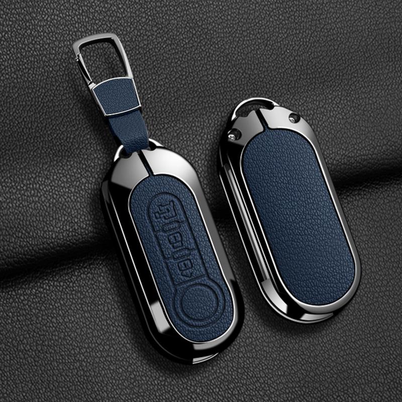 For Fiat 500 500C 500L 500X Panda Punto Bravo Doblo Key Holder Zinc Alloy Leather Car Key Case Protective Cover Car Accessories