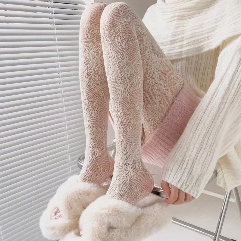 Ciorapi Sexy cu Plasă Dantelată Golă pentru Femei Chiloți cu Talpă Ciorapi Plasă Lolita Gotici Punk Clasici Retro Pânză de Păianjen